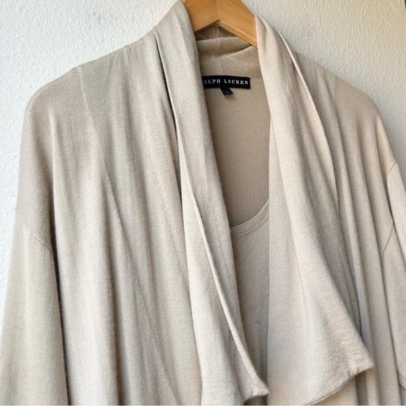 Ralph Lauren Black Label Cashmere Silk Cardigan Tank Set Cream Sz L/XL - Picture 2 of 16